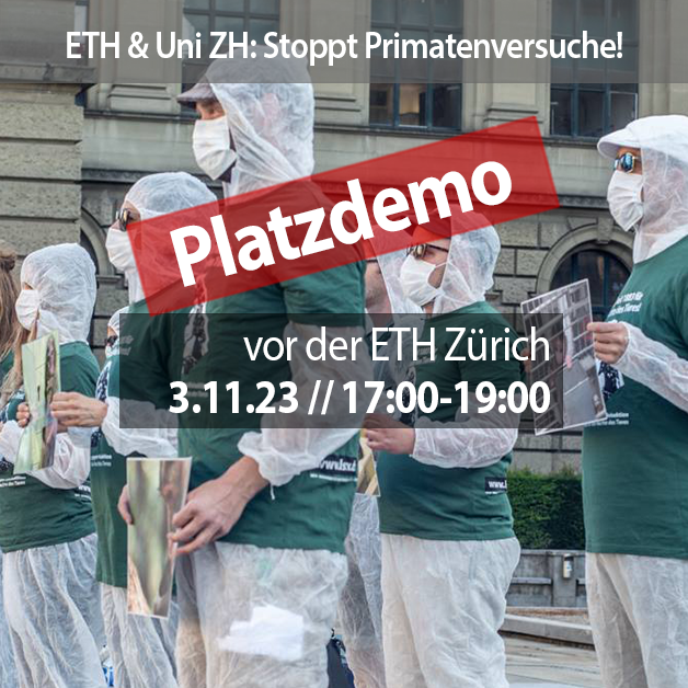 ETH & Uni ZH: Stoppt die Primatenversuche | Platzaktion November 2023