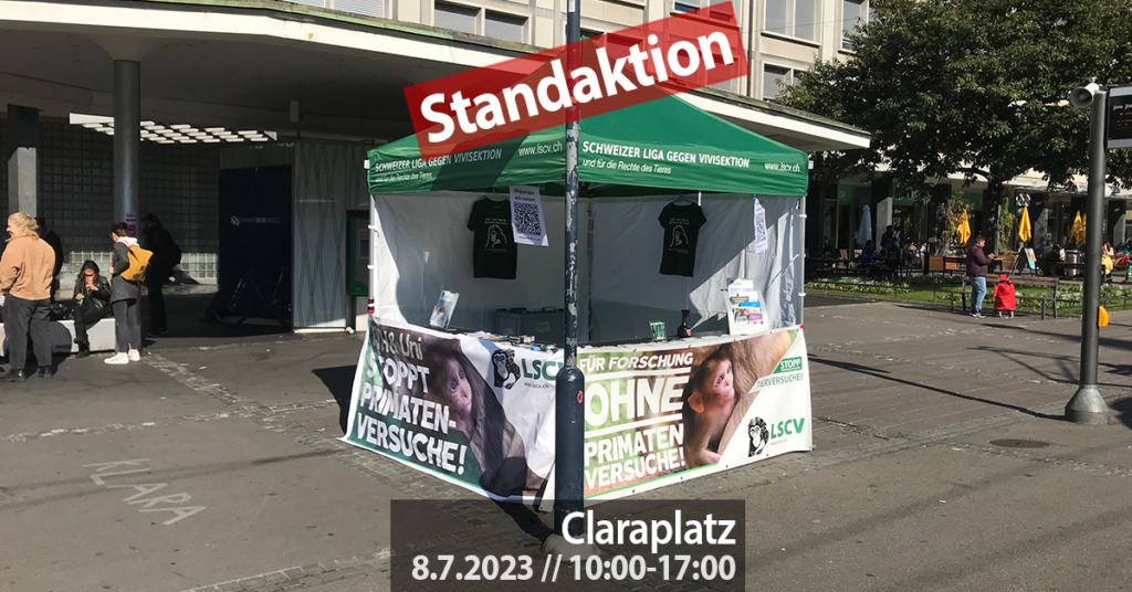 Bild vom LSCV Stand auf dem Claraplatz. Als Text steht der Ort und die Zeit darauf.