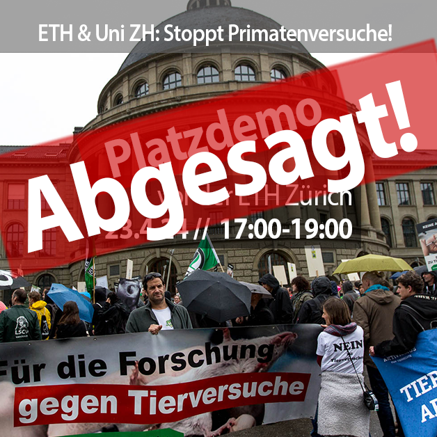 ETH & Uni ZH: Stoppt die Primatenversuche | Platzaktion April 2024